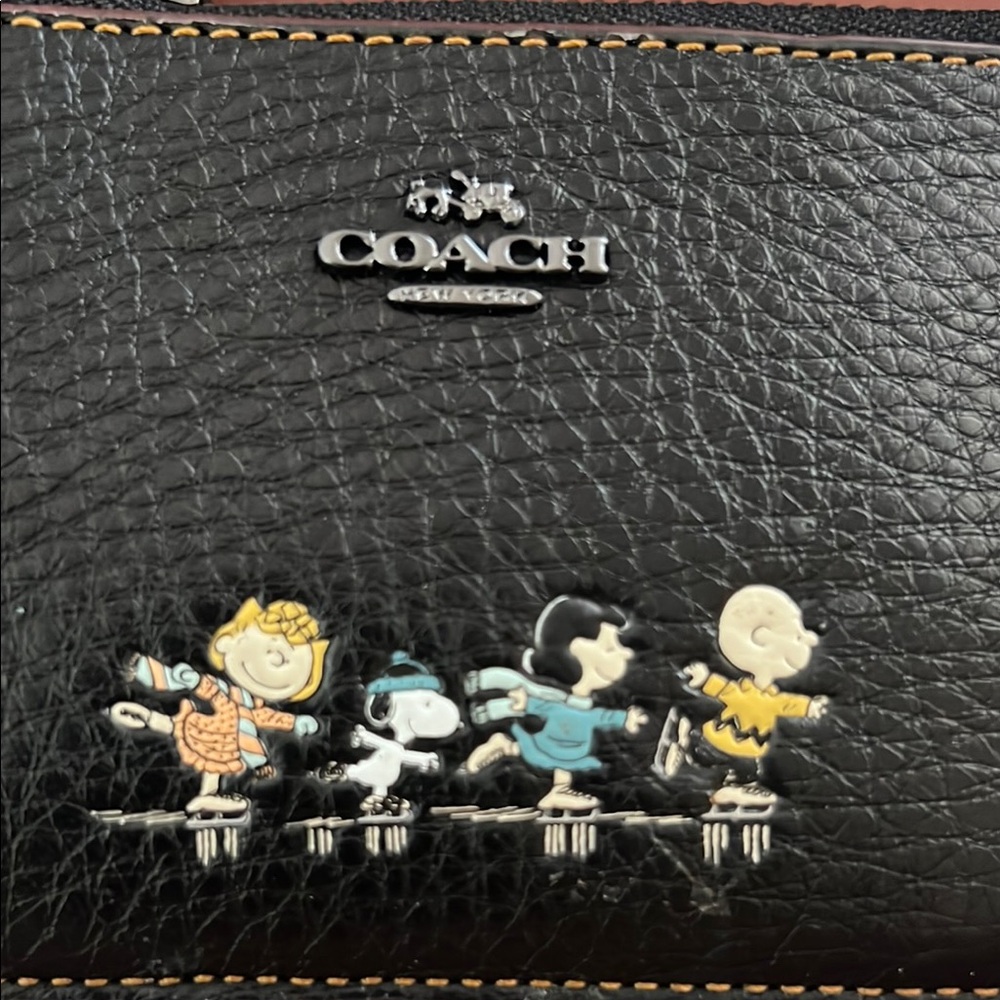 Coach Black Leather Wallet with Cartoon Characters